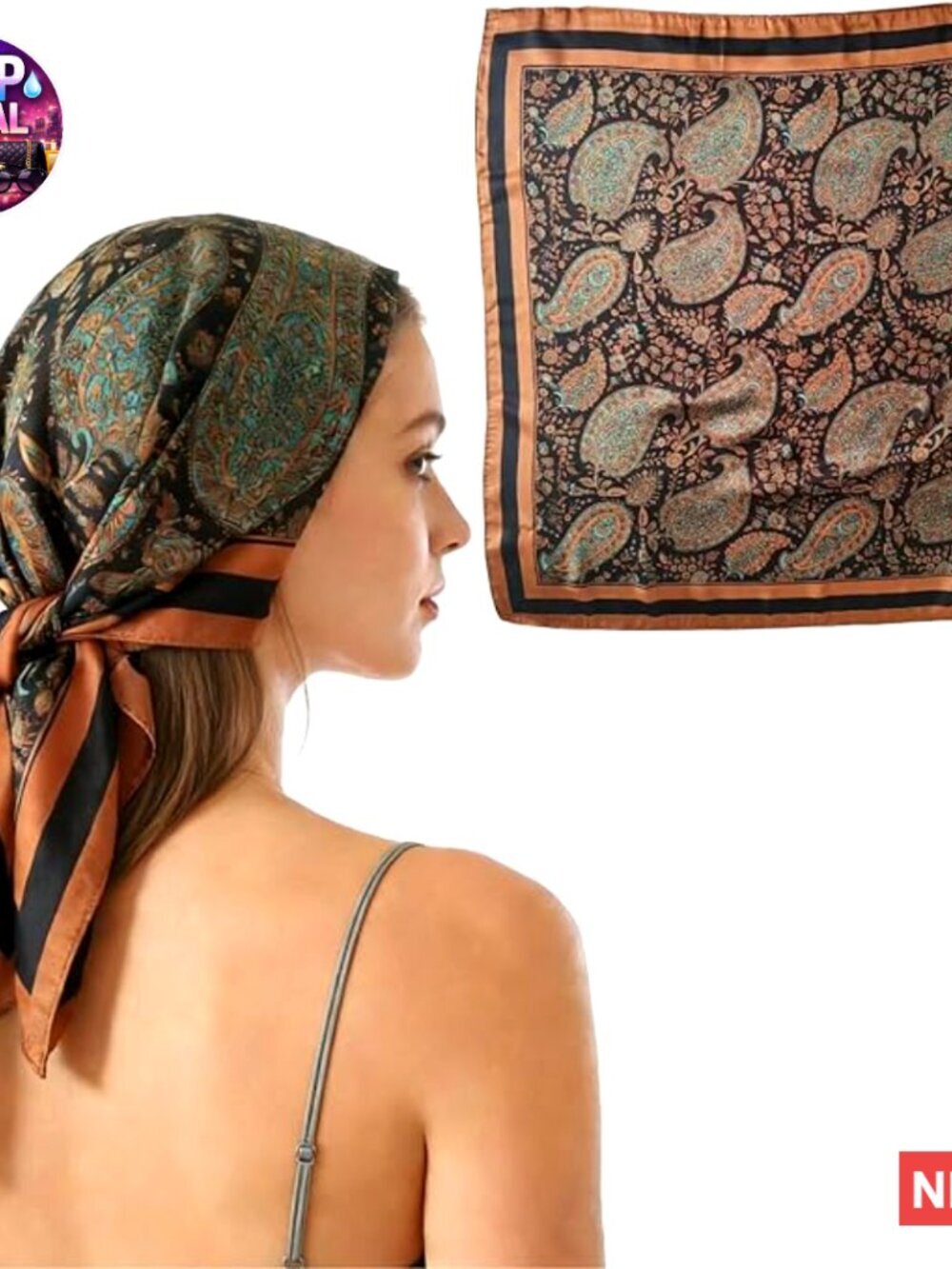 Silk Feeling 100% Polyester Head Scarf Bandana Purse Scarf